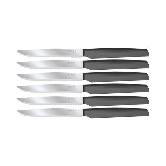 Steak knife set, 6 pcs, black handle