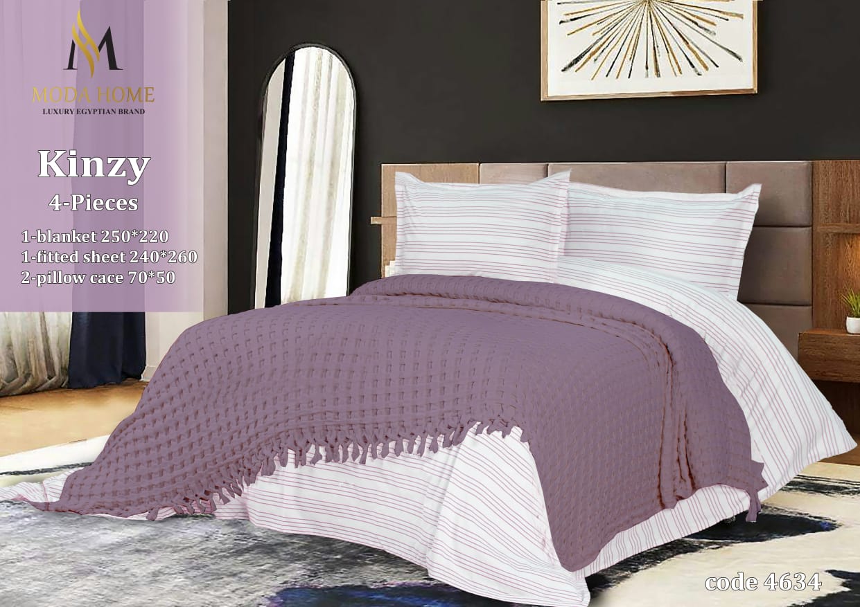 Kenzy 1-piece coverlet set by MODA HOME in a 240x260 cm size, featuring a stylish, textured fabric design.