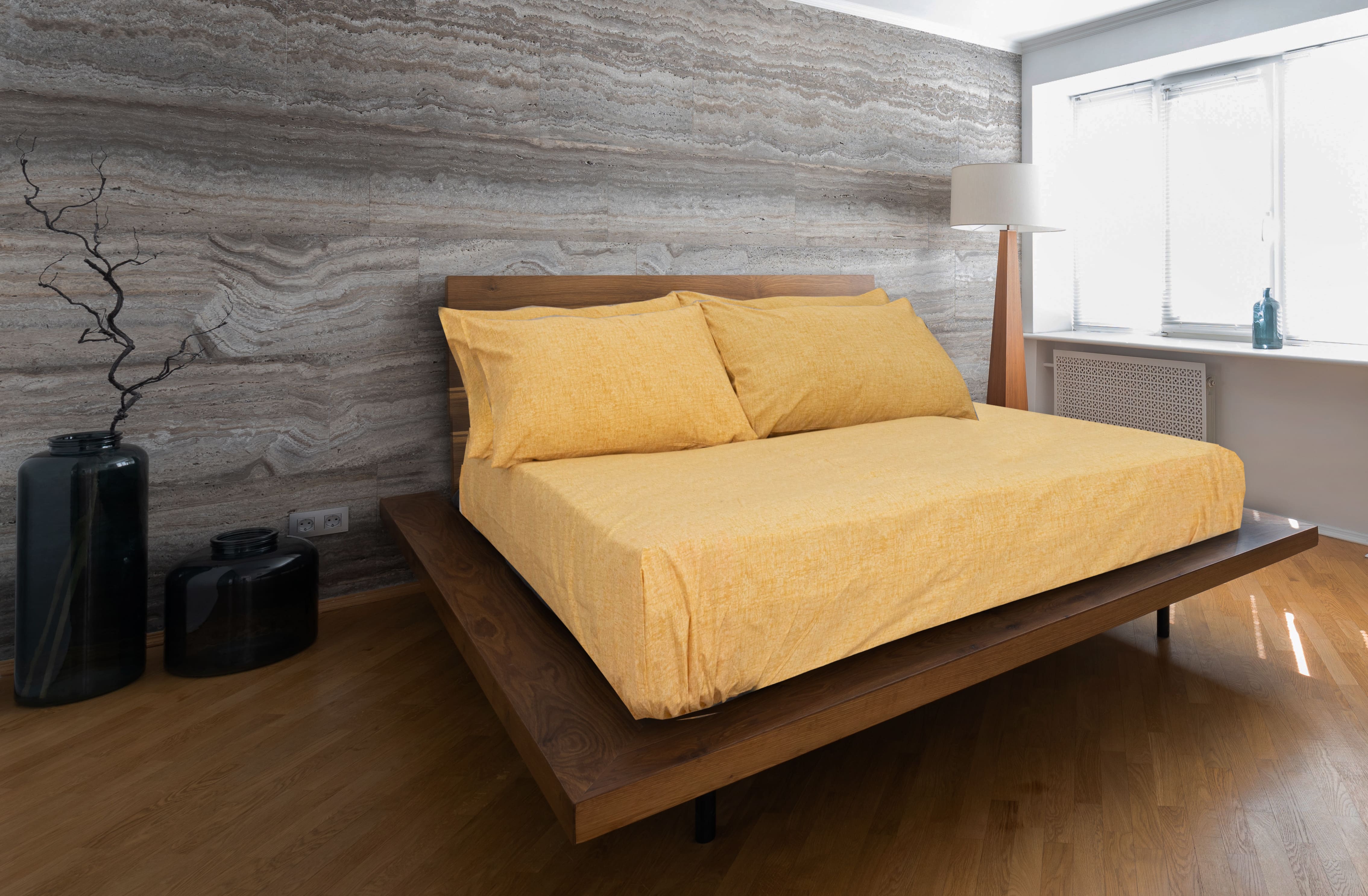 MODA HOME Gold Elastic Bedsheet Set - 3 Pieces, Size 120