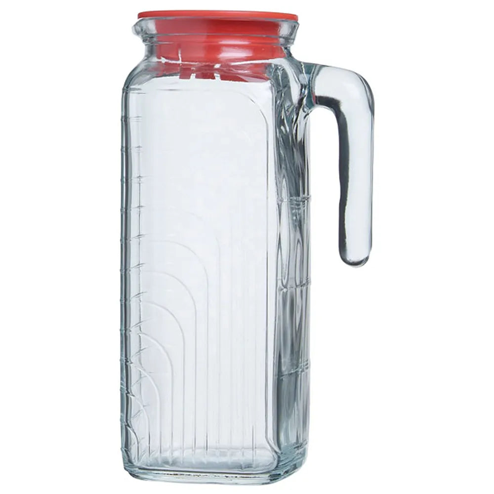 Bormioli Rocco Gelo Jug with Red Lid, 41-Ounce
