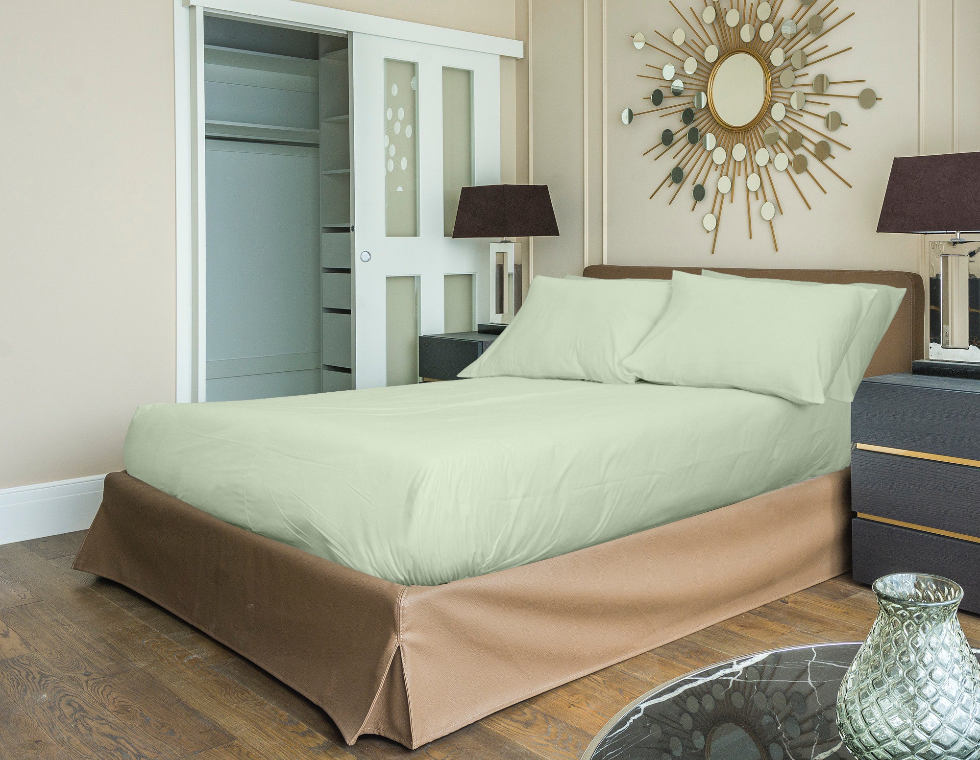 MODA HOME Gold Elastic Bedsheet Set - 3 Pieces, Size 120