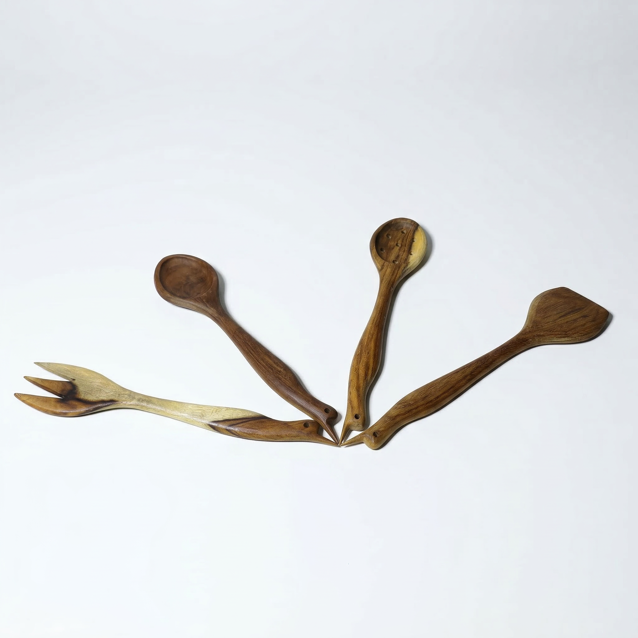 Hagaza Wood Set of 4 Duck-Shaped Head Spoons - Premium Quality