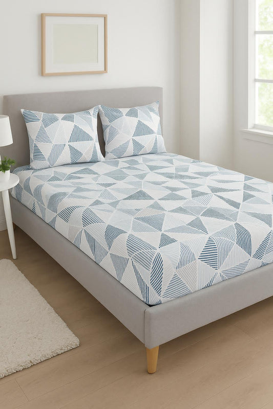 طقم ملاية 3 قطع قطن باستيك قطن 100%- مقاس 180 سم