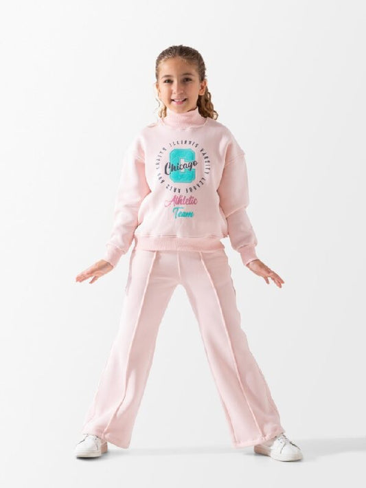 Printed Long Sleeve High Collar Set