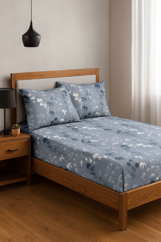 طقم ملاية 3 قطع قطن باستيك قطن 100%- مقاس 180 سم