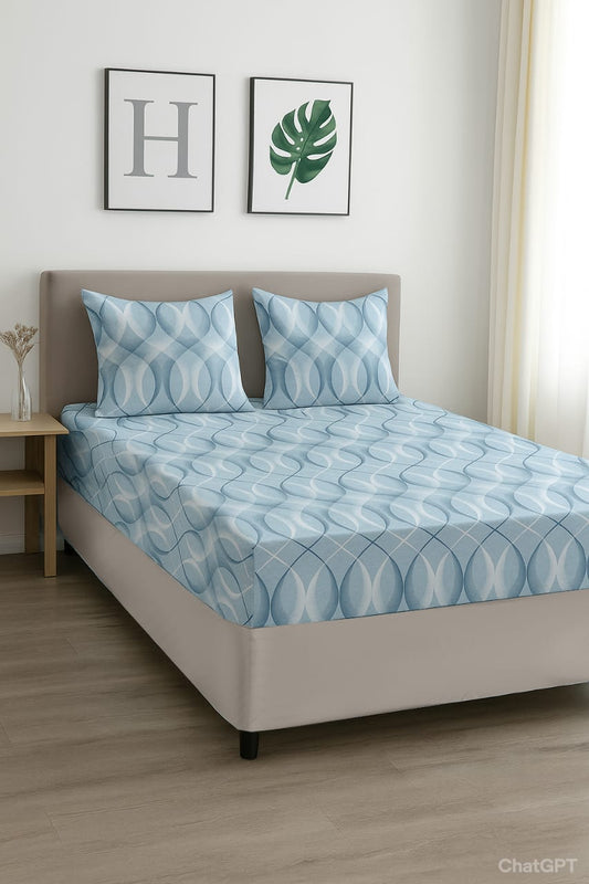 طقم ملاية 3 قطع قطن باستيك قطن 100%- مقاس 180 سم