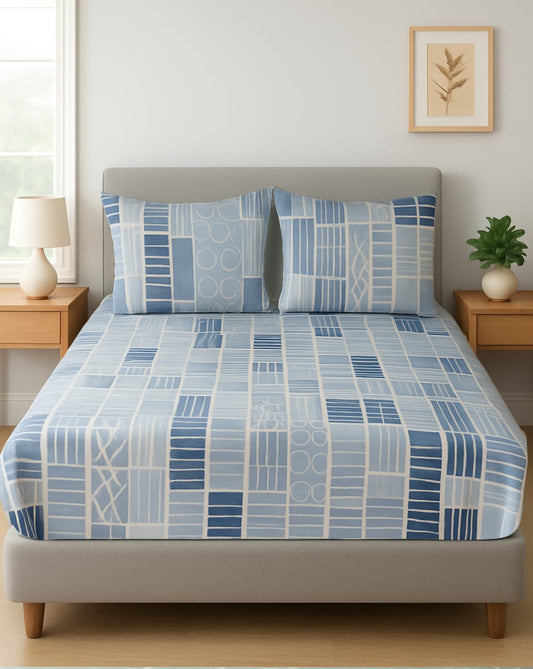 طقم ملاية 3 قطع قطن باستيك قطن 100%- مقاس 120 سم