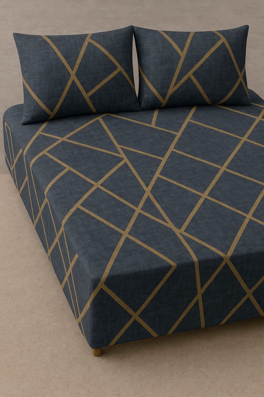 طقم ملاية 3 قطع قطن باستيك قطن 100%- مقاس  180 سم