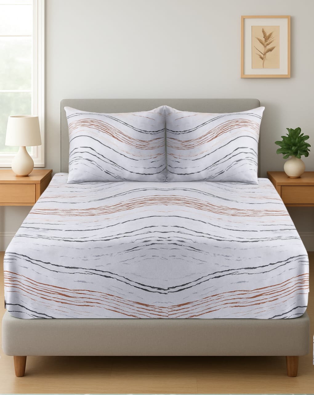 طقم ملاية 3 قطع قطن باستيك قطن 100%- مقاس 160 سم