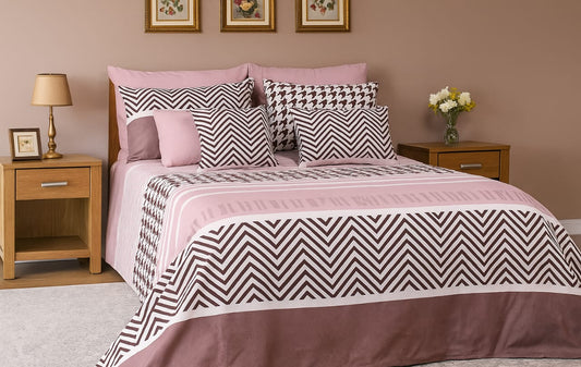 طقم ملاية 5 قطع قطن فلات قطن 100%- مقاس 260*240 سم