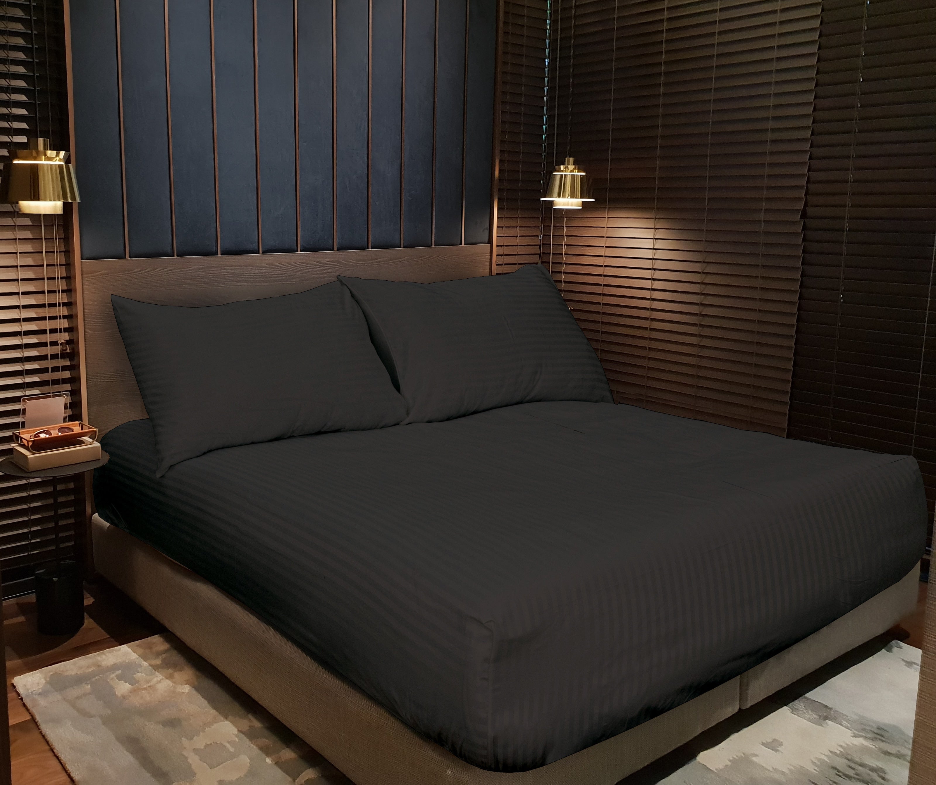 MODA HOME 3-Piece Stripe Elastic Bedsheet Set - Size 160cm