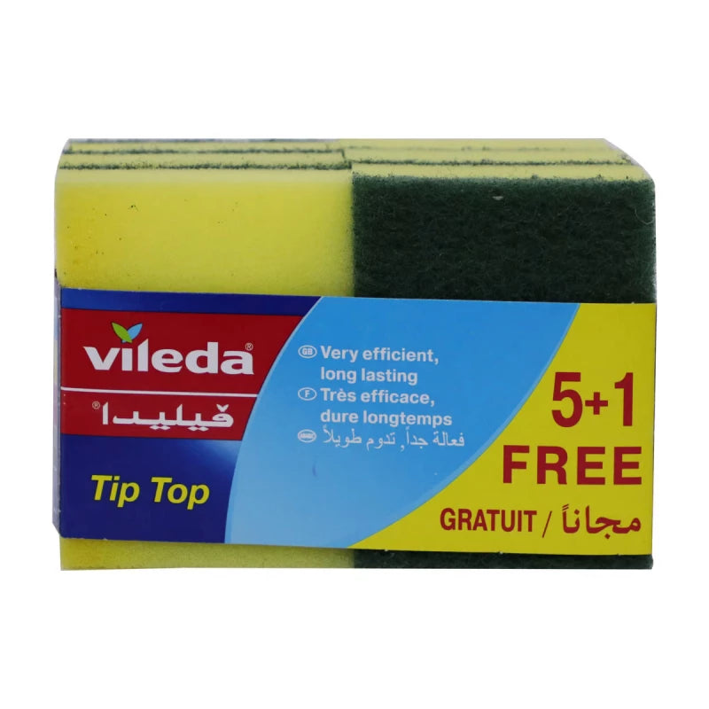 "Vileda Tip Top Sponge, 5 Pieces +1 Free "