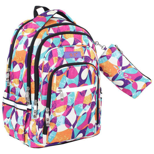 Backpack + colored pencil case