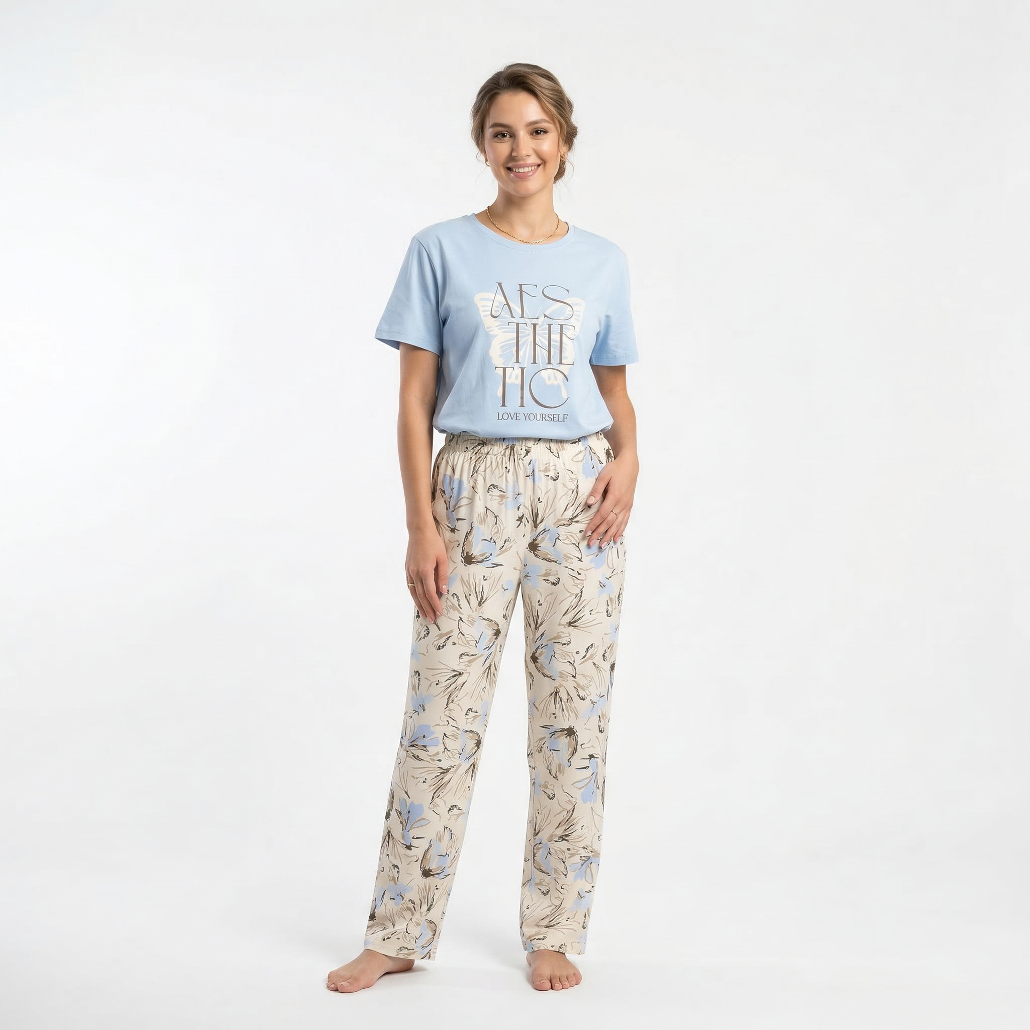 Pistache TIC H.S & Pant Pajama set featuring a soft, comfortable fabric with a stylish design, perfect for relaxed sleepwear.