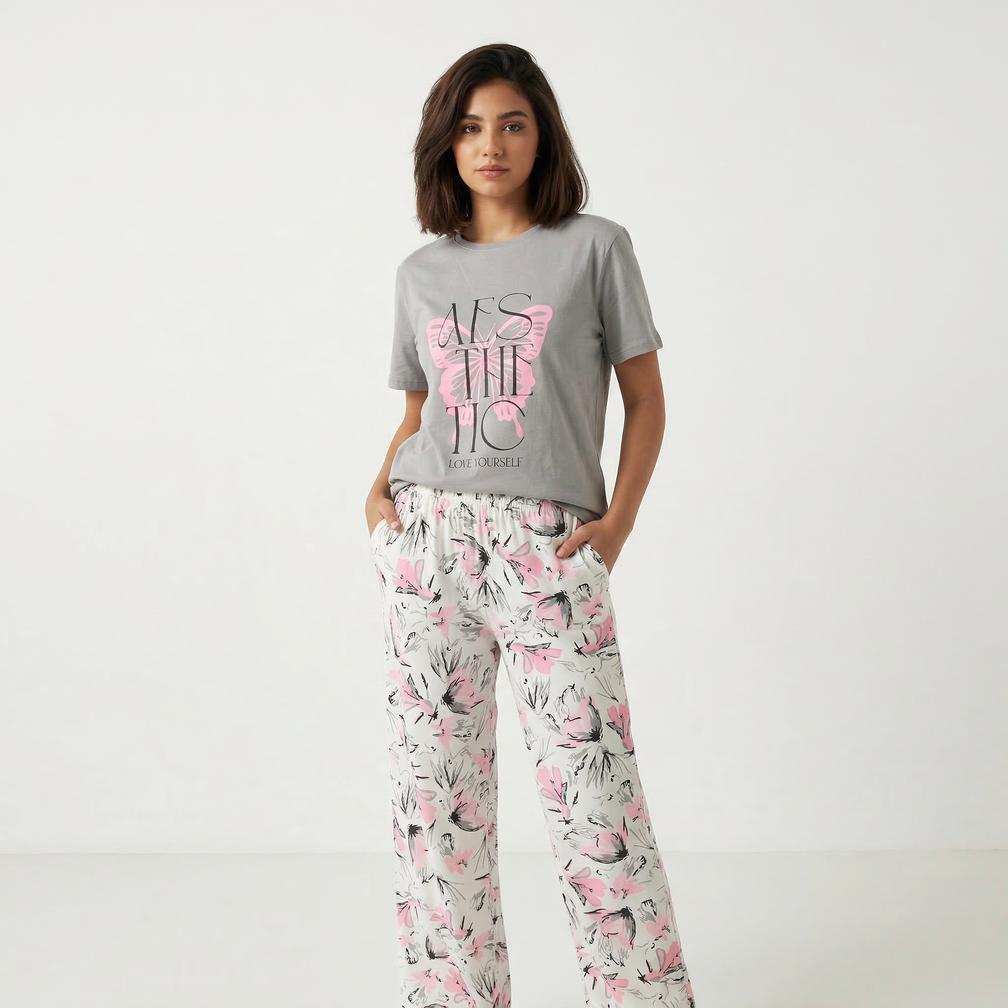 Pistache TIC H.S & Pant Pajama set featuring a comfortable, stylish design with a printed top and matching pants.