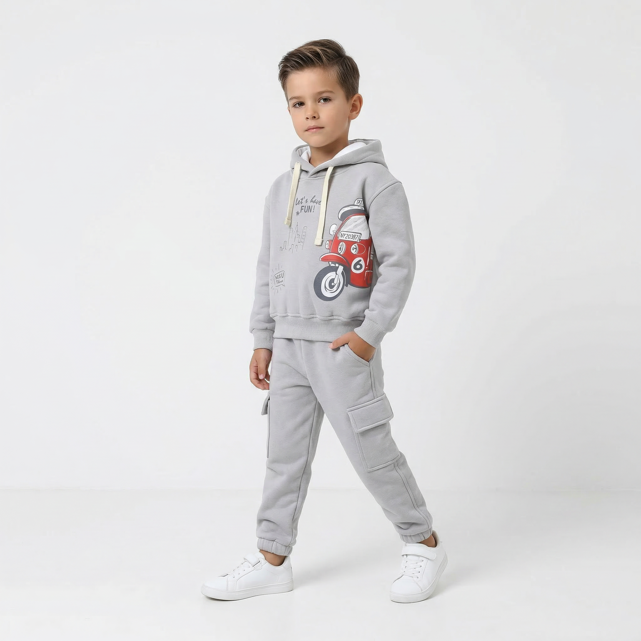 Sotra "Let's Have Fun" hoodie set featuring a cozy, stylish hoodie and matching sweatpants in vibrant colors.