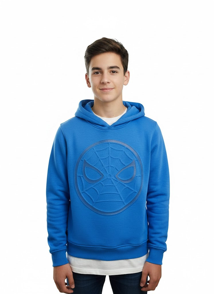 Hussein Youssef spider net hoodie sweatshirt featuring a black hoodie with spider net design and front pocket.