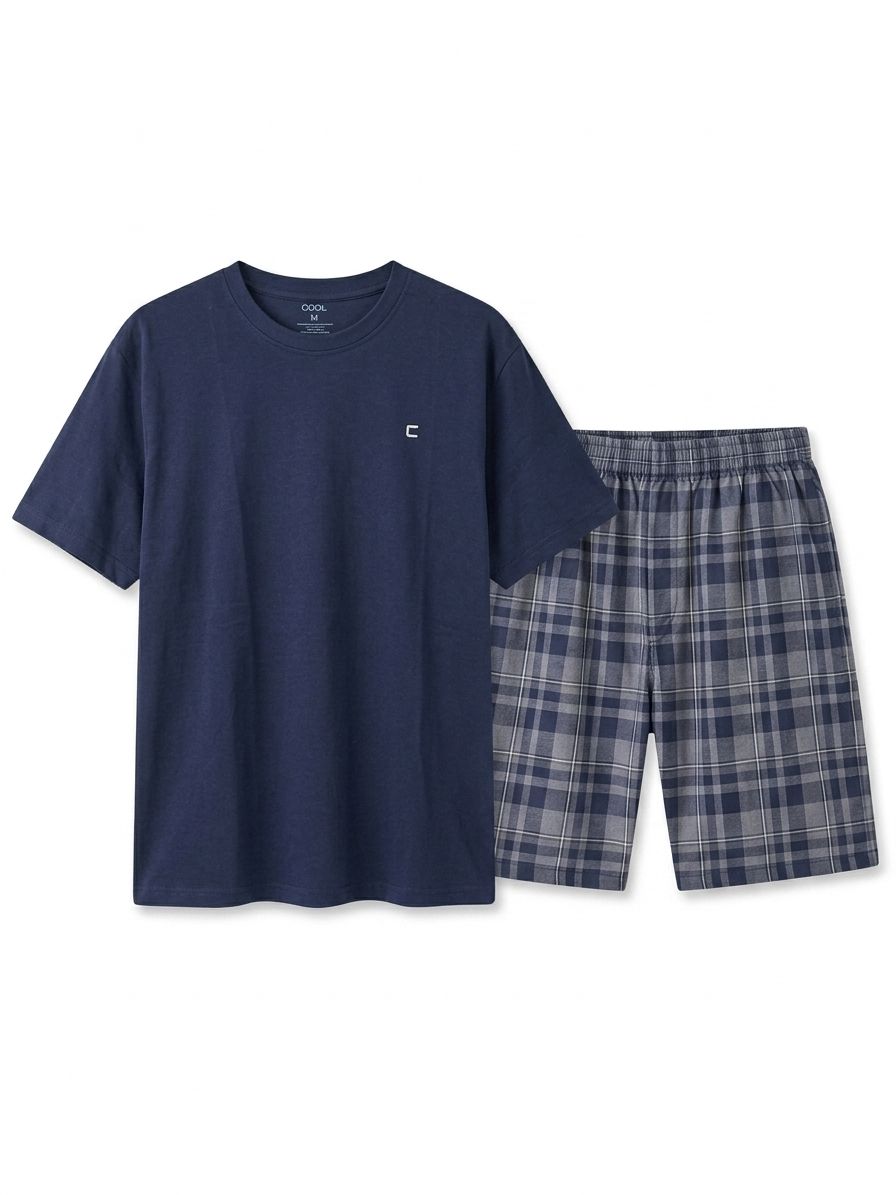 Dahab COOL Basic T-shirt Karoh Short men's summer pajama set with half sleeve shirt and matching shorts in lightweight fabric