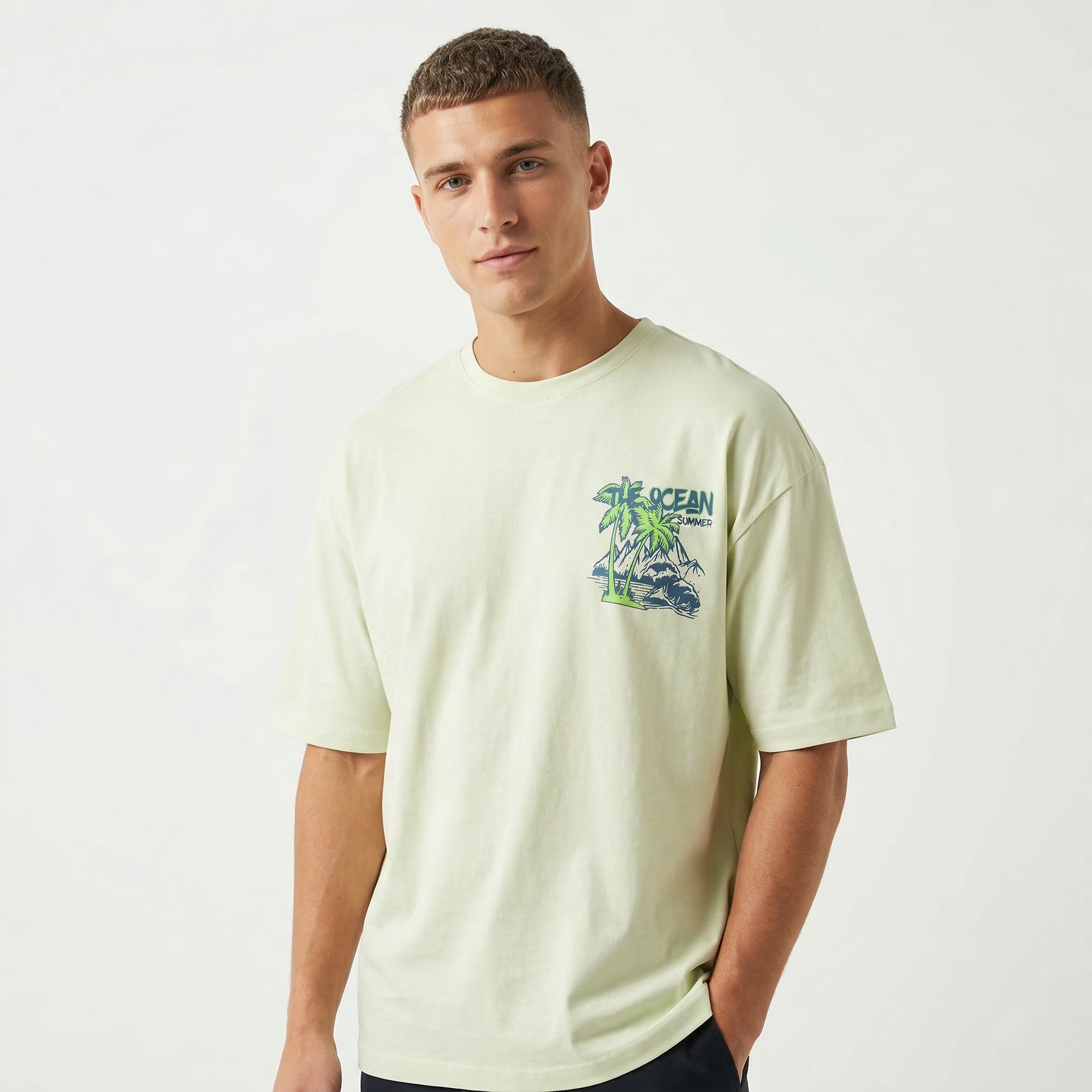 Oversized The Ocean T-shirt by Details featuring a relaxed fit and ocean-inspired design, displayed on a white background.