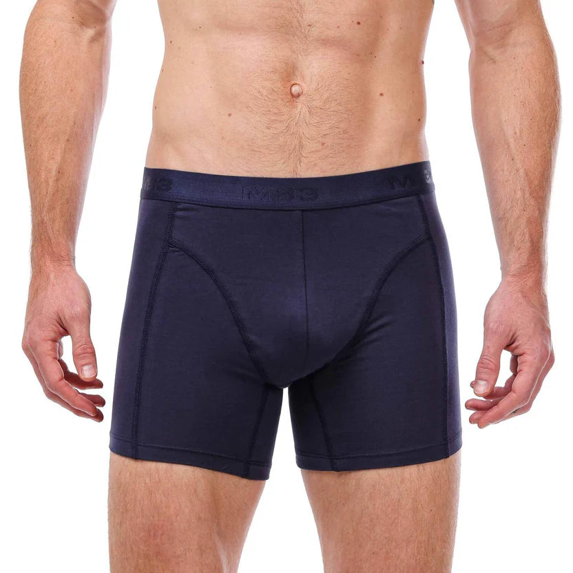 Men's MB3 lycra boxer briefs showing the sleek fit and stretchy fabric in a neutral color.