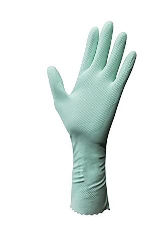 "Vileda Extra Sensation Very Sensitive and Plush Inside Cotton Gloves, Large Size, Alloy Steel, Green, L (Pack of 2) "