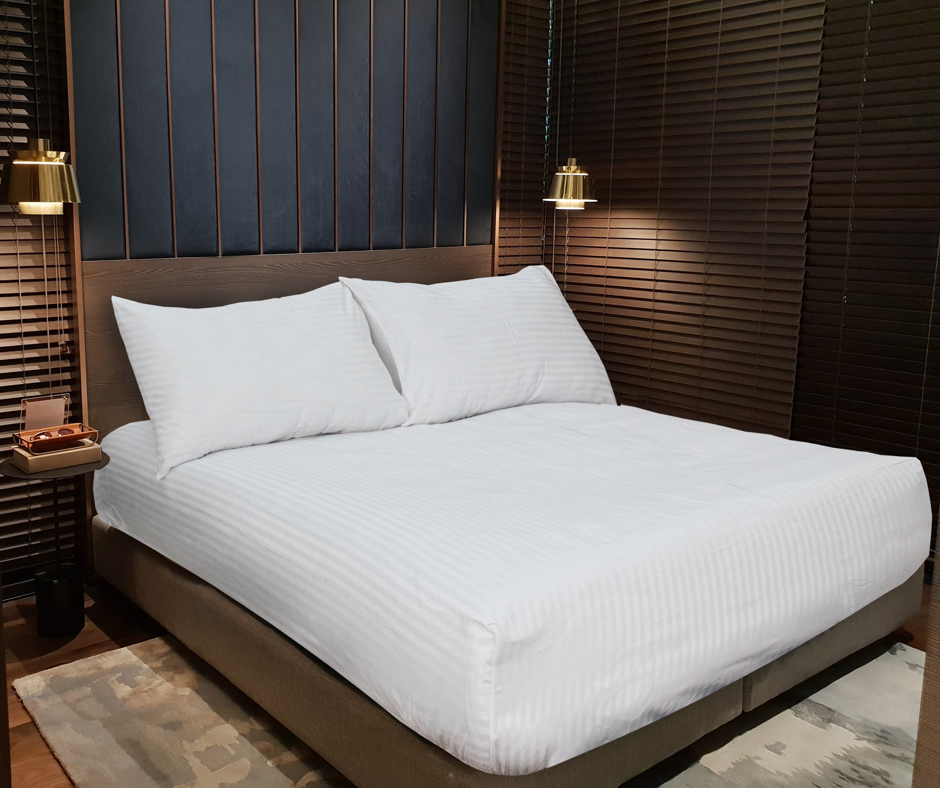 MODA HOME 3-Piece Stripe Elastic Bedsheet Set - Size 160cm