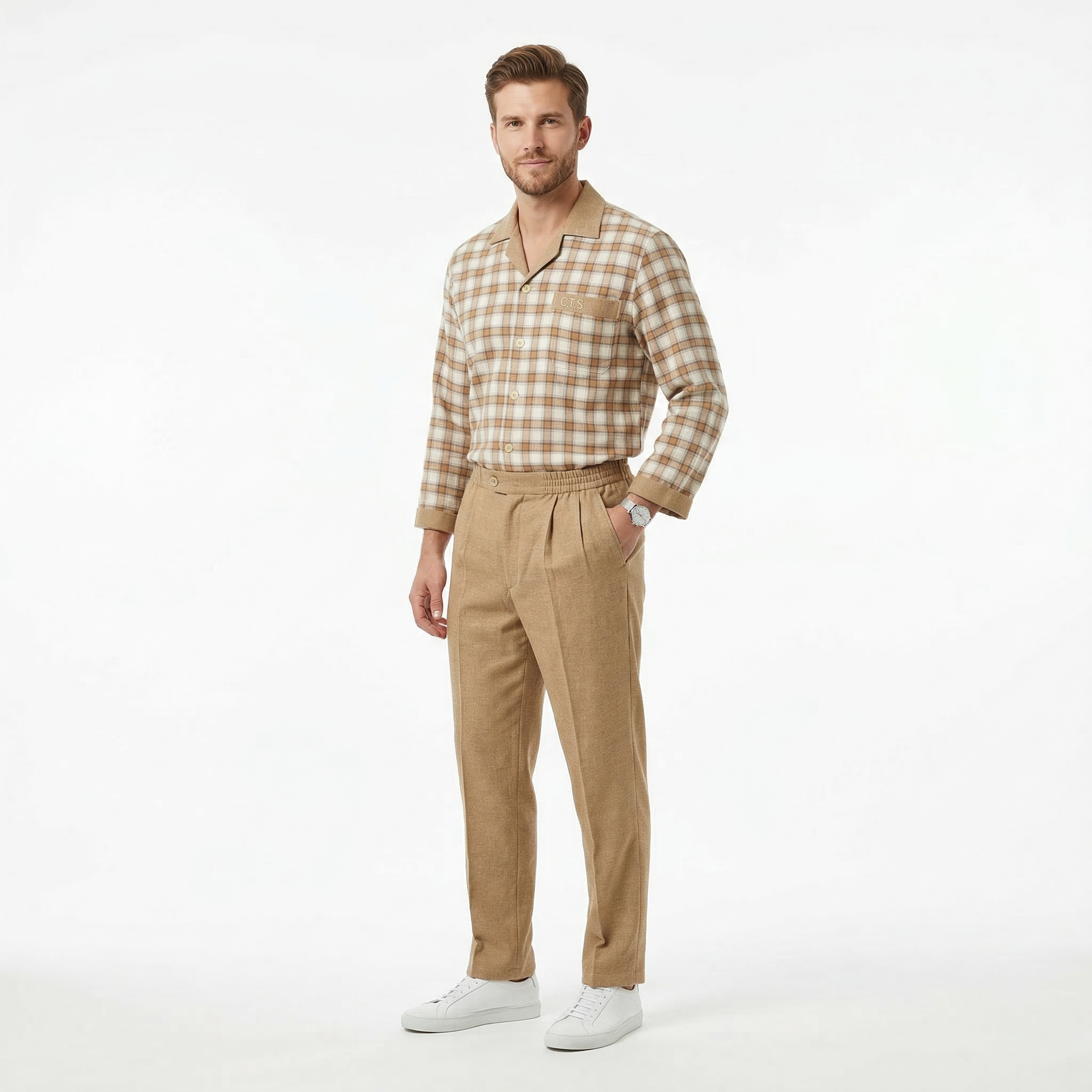 Men's classic checkered pajama set by Details, featuring comfortable fabric and a relaxed fit for everyday wear.
