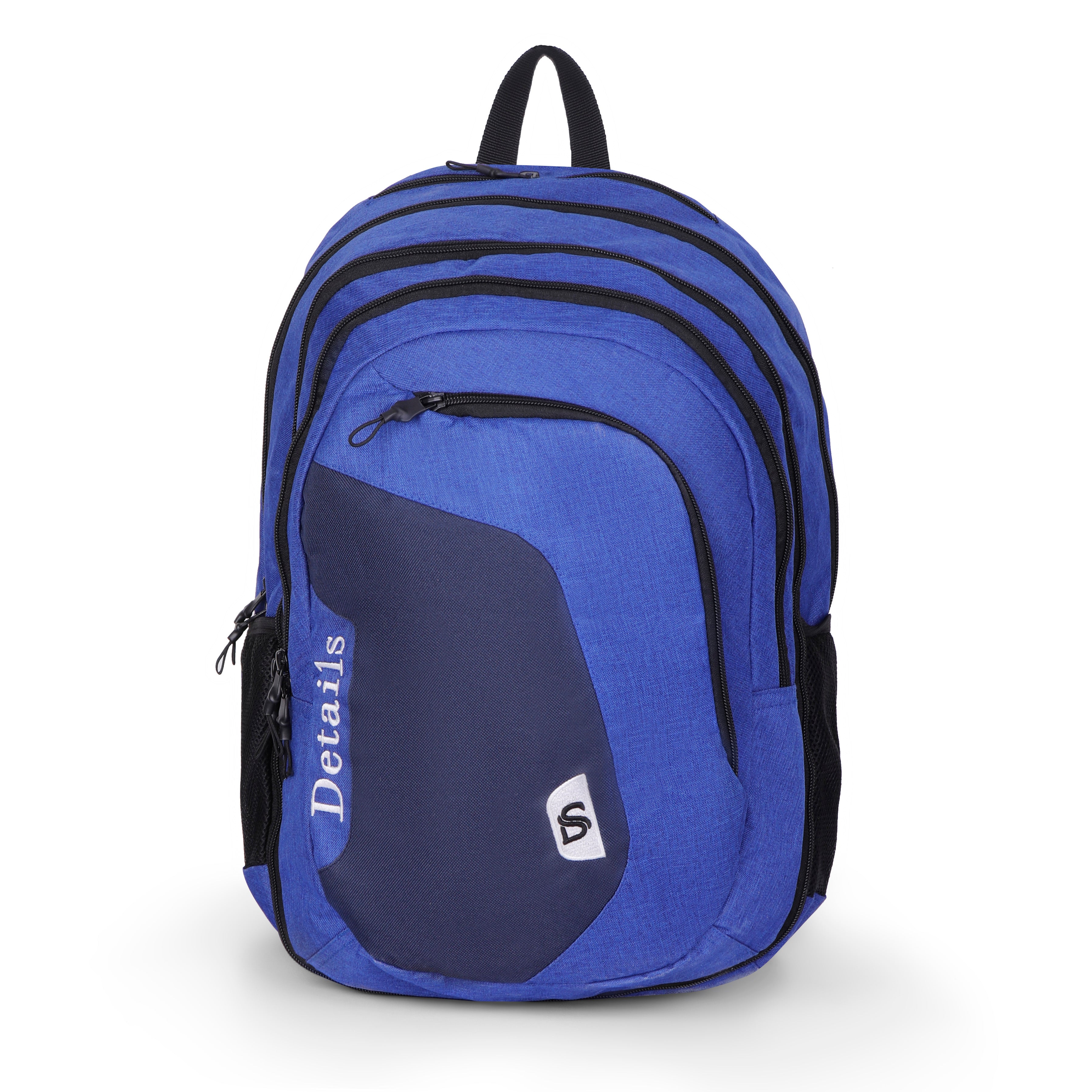 Husseinyoussef DETAILS 38-liter backpack with multiple compartments and adjustable straps, black fabric, suitable for travel and daily use.