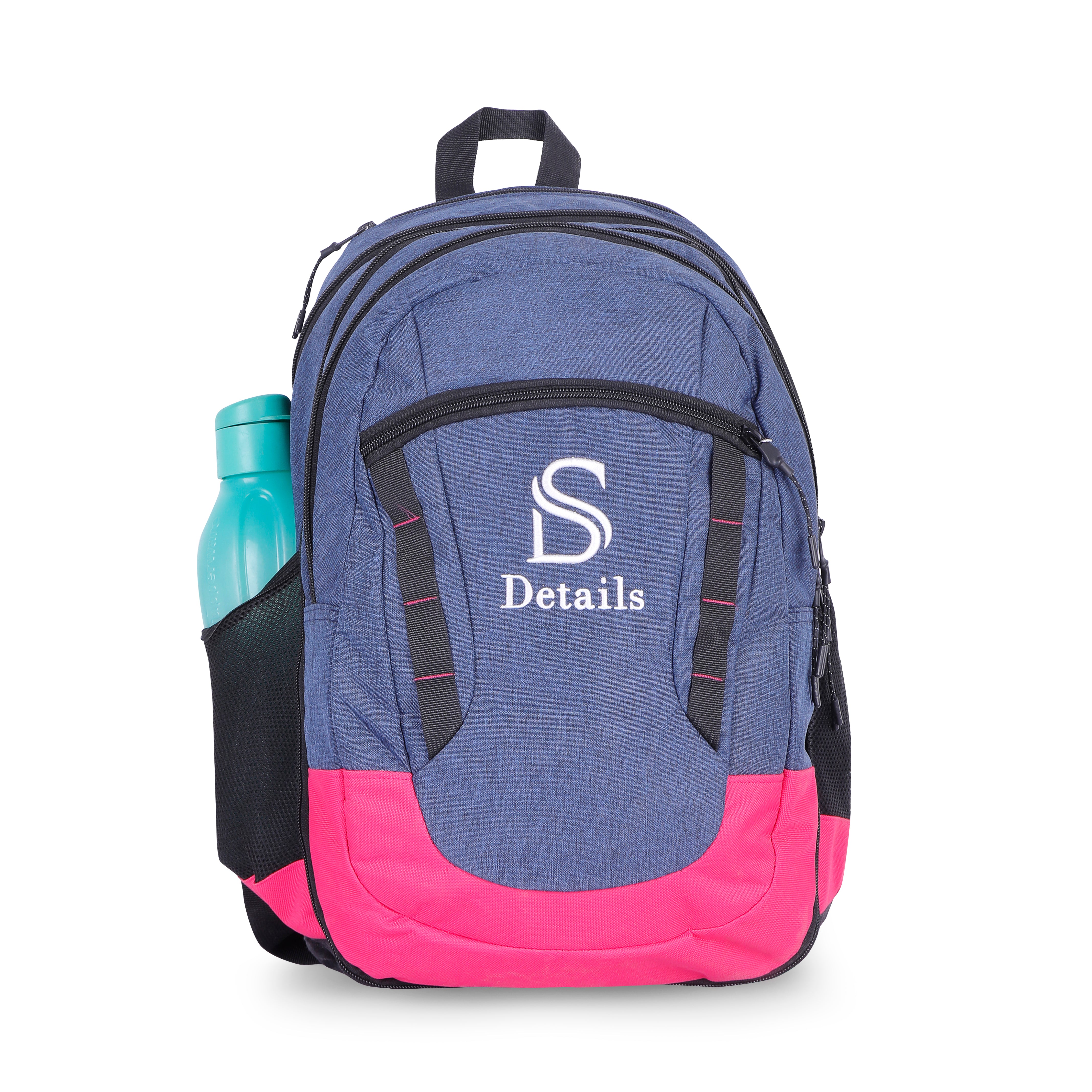 Husseinyoussef 38-liter backpack in durable fabric, showing adjustable straps and multiple compartments for versatile carrying.