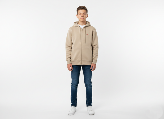 PLAIN FUR LINED SWEATSHIRT