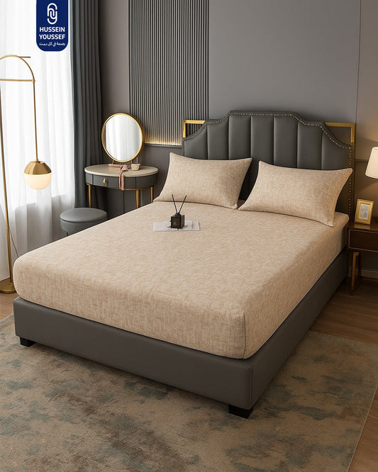 Golden Fitted Sheet Set 3 Pieces Cotton 180 CM