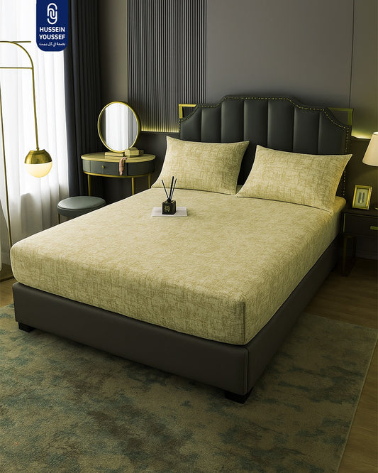 Golden Fitted Sheet Set 3 Pieces Cotton 180 CM