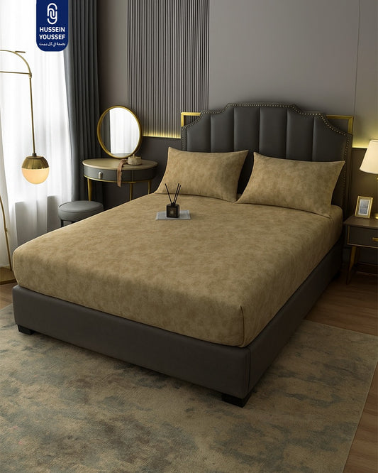 Golden Fitted Sheet Set 3 Pieces Cotton 180 CM
