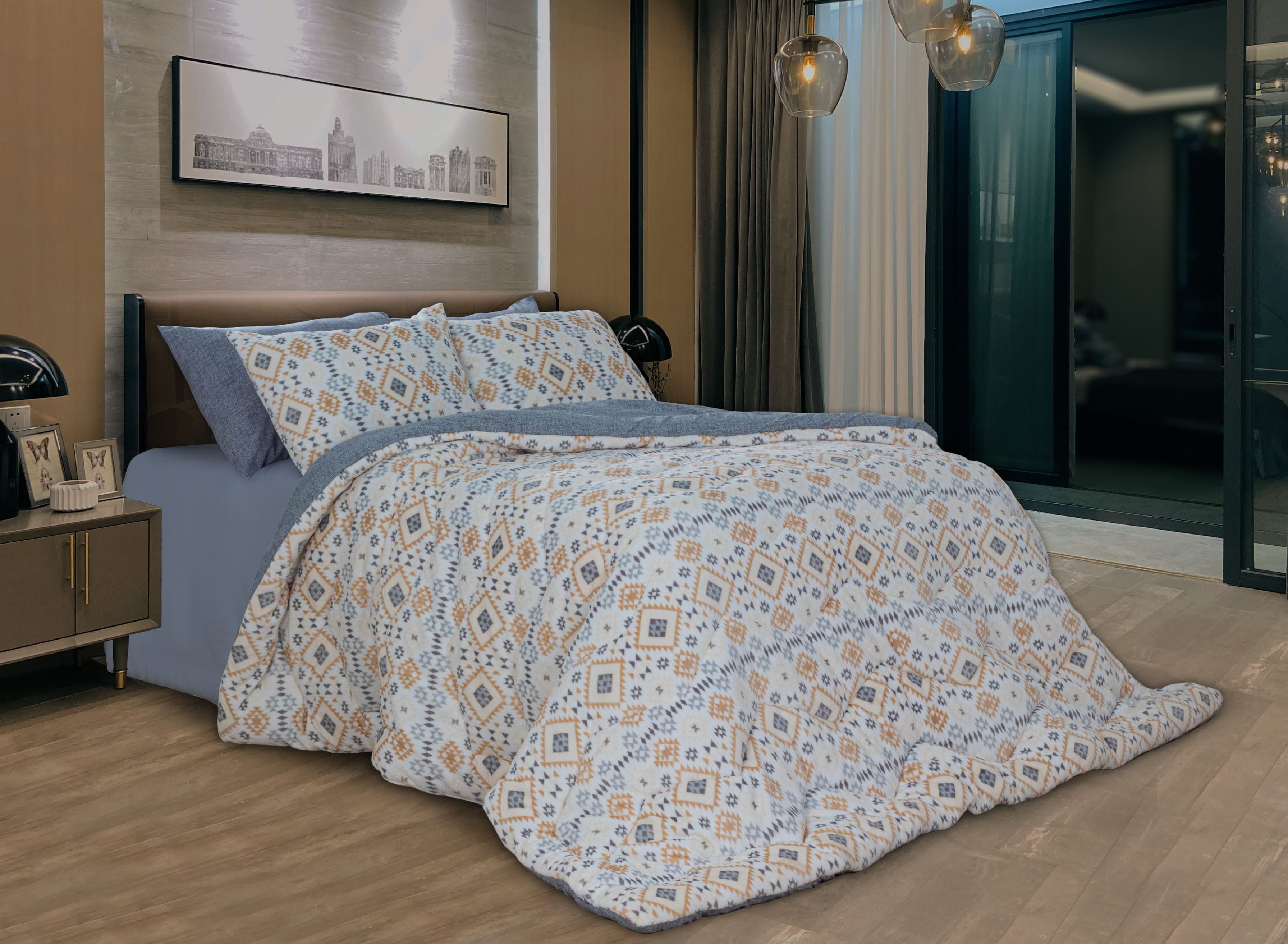 MODA HOME Silver Quilt 3-Piece Set - Winter Bedding Size 260x240 cm