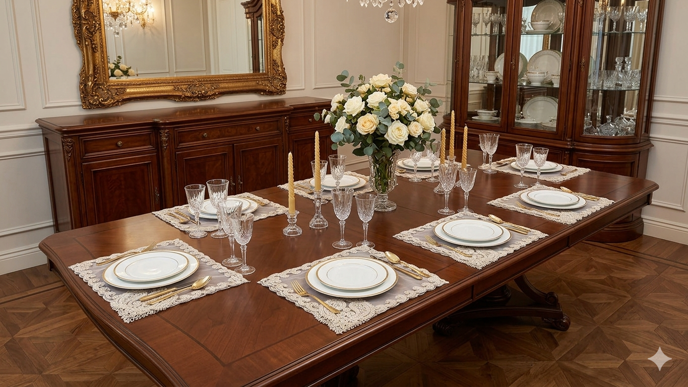 Luxury Embroidered Heritage - Square Cotton Tablecloth.12piece