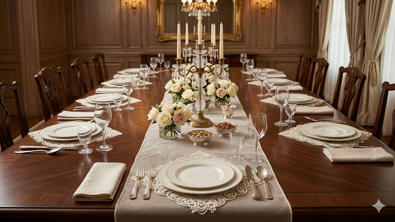 Royal Chenille Collection - Luxury Buffet Runner Set. 13 piece