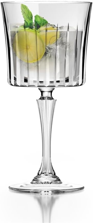 RCR Timeless 1580-1094 Cocktail Glass, Set of Six Cocktail Glasses 450 ml Approximately 450 ml Tempered Glass with Timeless Relief