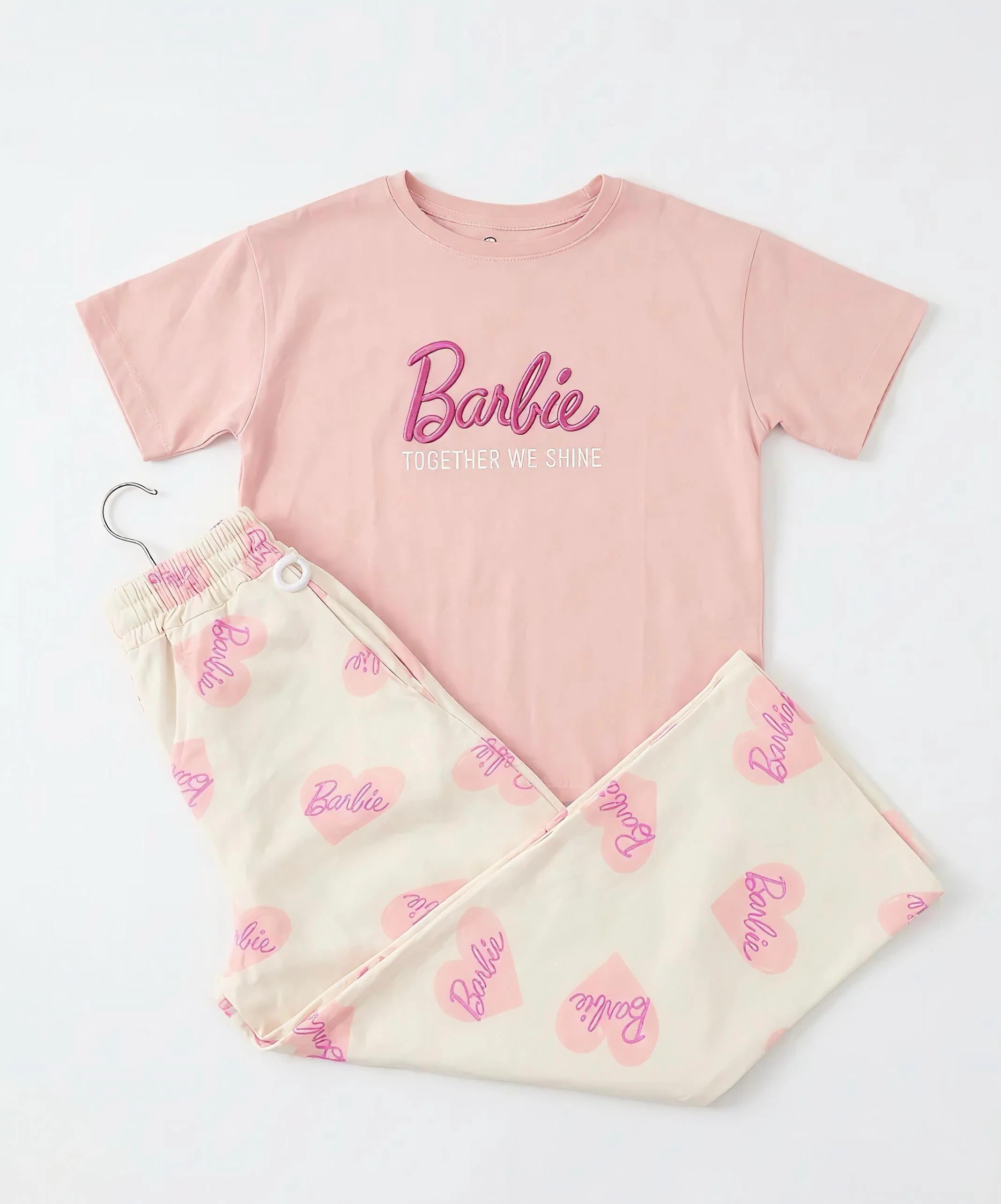 YAYA Barbie high school and wide pant pajama set featuring colorful printed fabric and comfortable fit for kids.