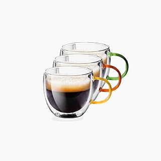"Zinnia Double Glass Mug 3-Piece Set, 250 ml Capacity "