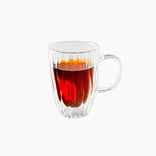 " Zinnia Double Glass Coffee Cup 2-Piece Set, 300 ml Capacity "