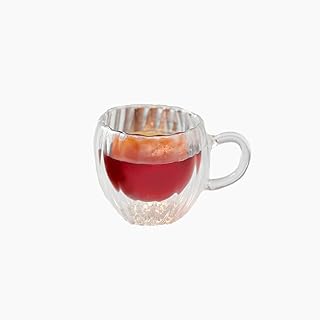 " ZINNIA Double-Wall Textured Coffee Cup Set, 120 ml (2-Piece) "