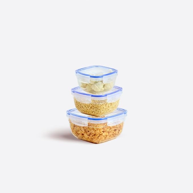 "Dunya Seal Square Storage Container Set 3 pcs (275,500,900) - Transparent "