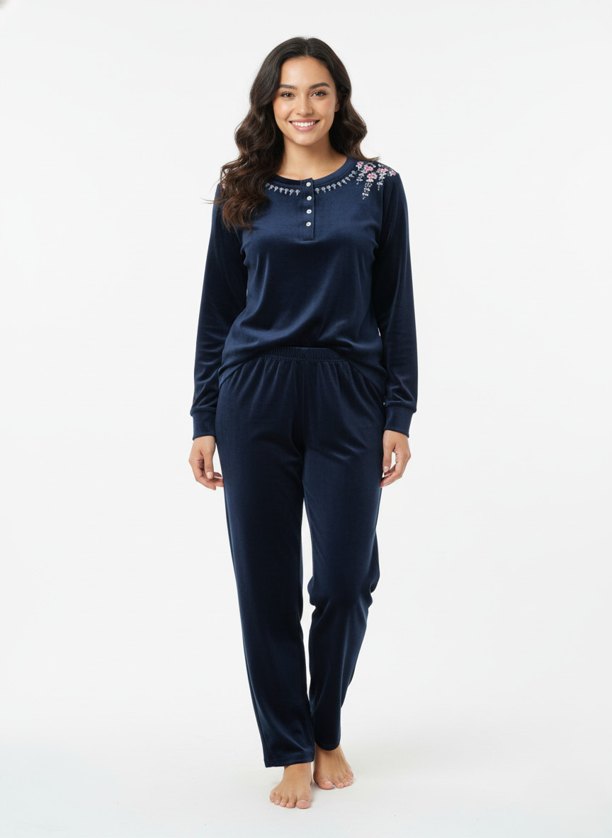 Viva Flowers R.Neck Pajama with floral pattern, soft fabric, and relaxed fit, designed for comfortable sleepwear.