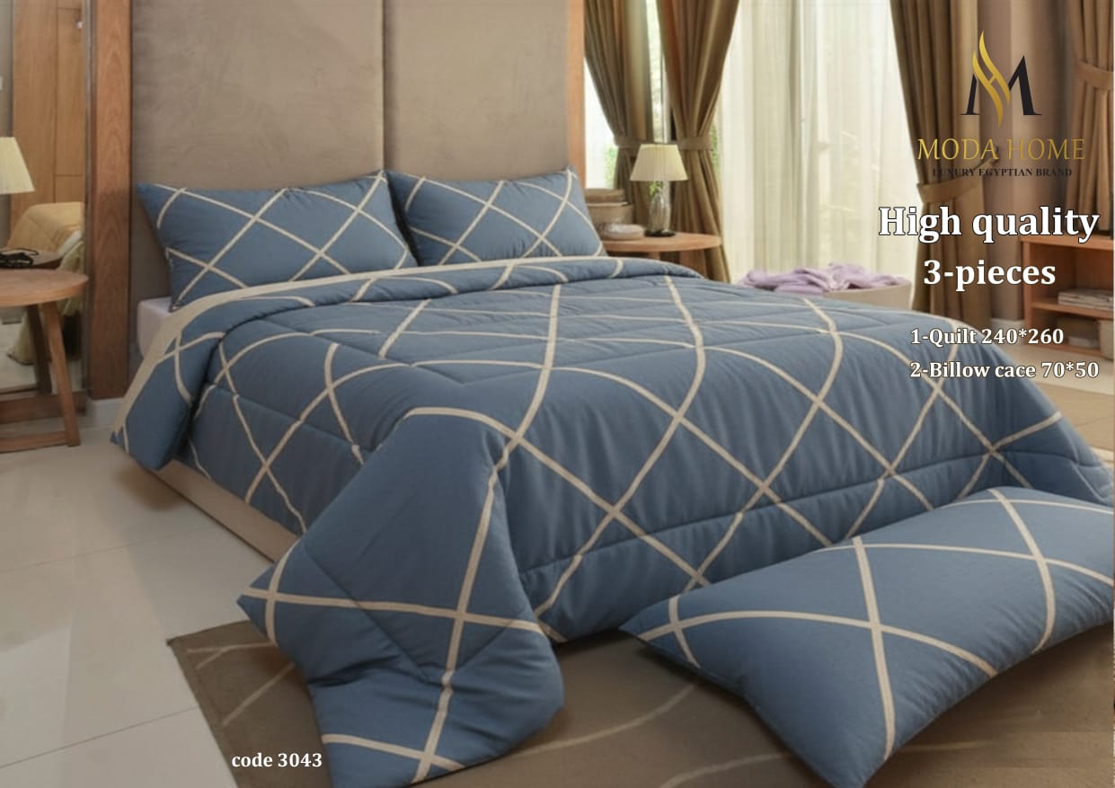 Three-piece DUBLE cover set by MODA HOME, featuring high-quality fabric and stylish design for bed protection and decoration.