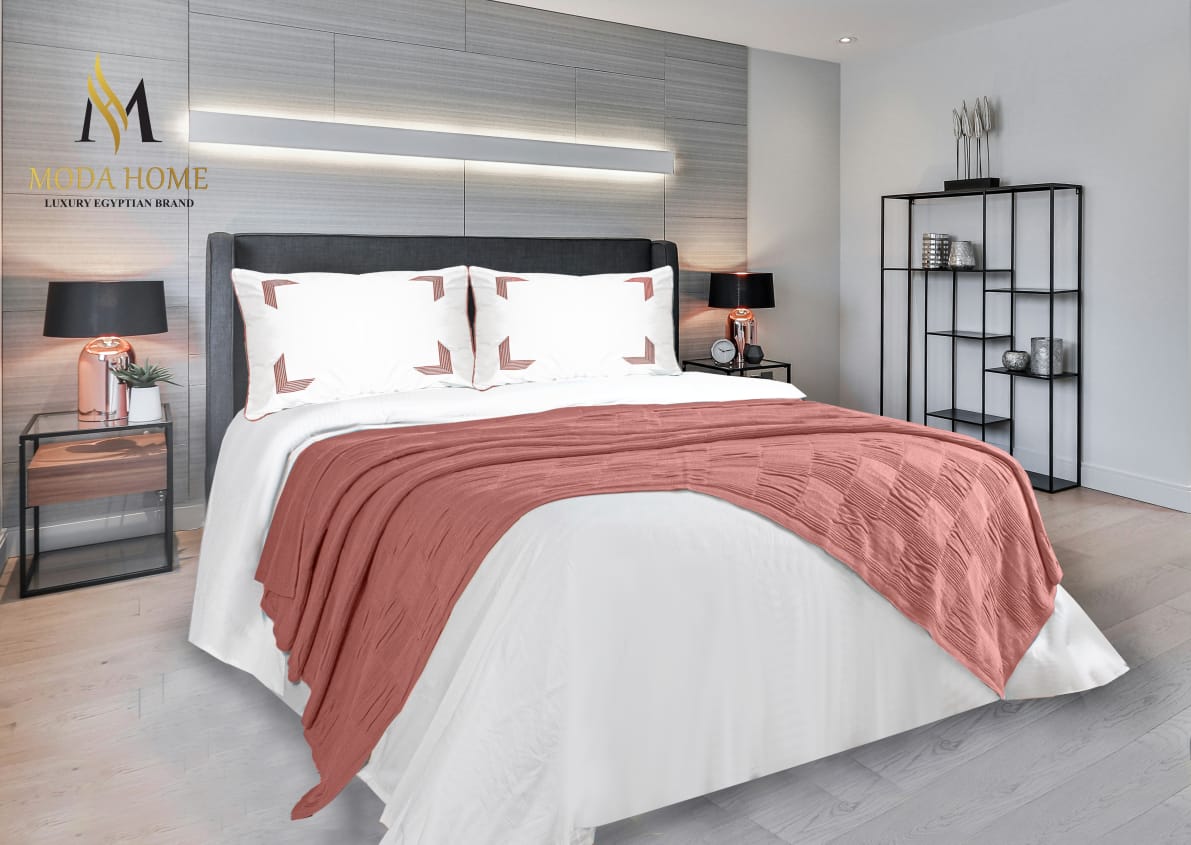 MODA HOME X-One Plain 4-piece coverlet set in neutral fabric, with matching pillow covers and a textured top layer.