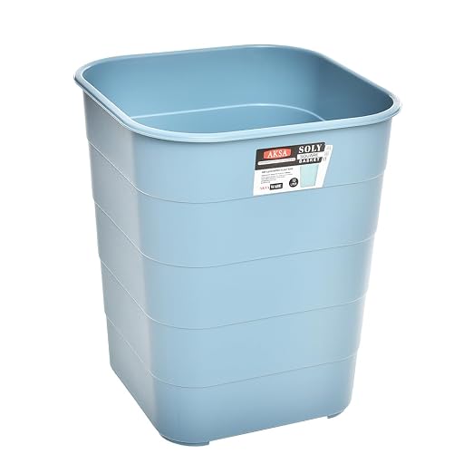 " AKSA Soly Plastic Square Office Waste Basket - Petrol "