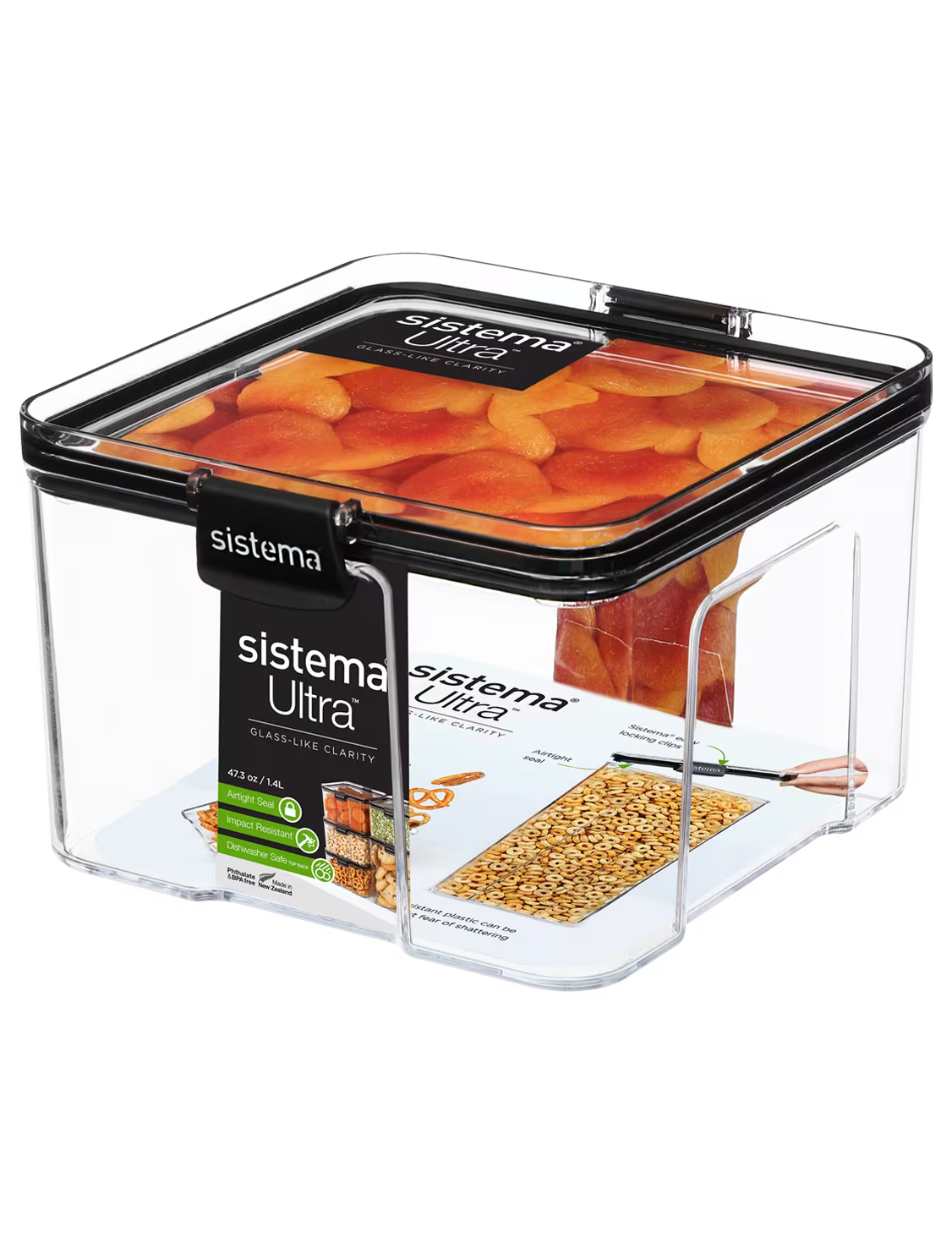 " Sistema Large Tritan Ultra Square Food Storage Box, 1.4 Liter Capacity Minty Teal "