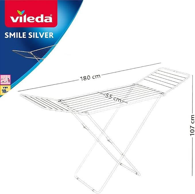 "Vileda Carbon Steel X-Leg Indoor Cloth Dryer, 18m Foldable Clothes Airer, Space-Saving Laundry Rack, Assorted Colors"