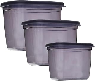 " Aksa Mono Plastic Rectangle Slide Food Containers Set of 3 Pieces - Transparent "