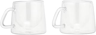 " Zinnia Flat Double Glass Coffee Cup Set – 2 Pieces, 120 ml "